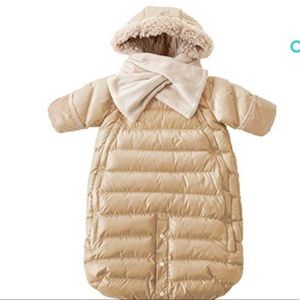7 A.M Enfant Beige Doudoune Snowsuit 6-12M. Like New